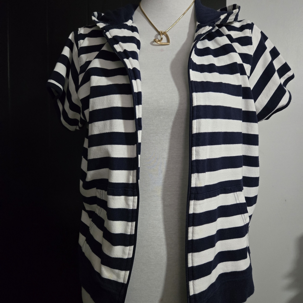 Bill Blass Woman Striped Hoodie Vest - Picture 7 of 9